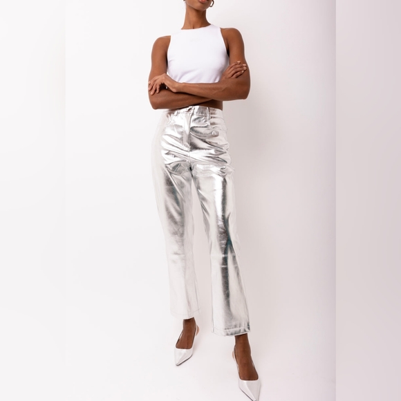 Amy Lynn Lupe Silver Metallic Pants - Retail $98 ✨️ Posh $42 - Picture 1 of 8